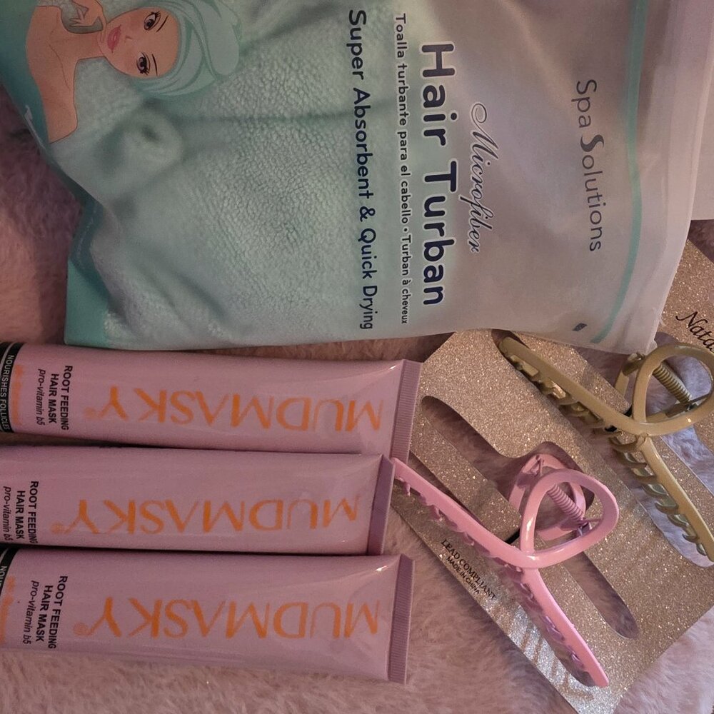 Roof Feeding hair mask x3 + hair clips + hair turban